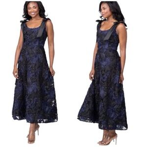 Shoshanna Dakota Women's Textured Appliqué Shoulder Bows
Cocktail Midi Dress NEW